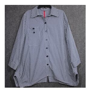 IC by Connie K Top Black White Gingham Print Size 1X Artsy Checkered